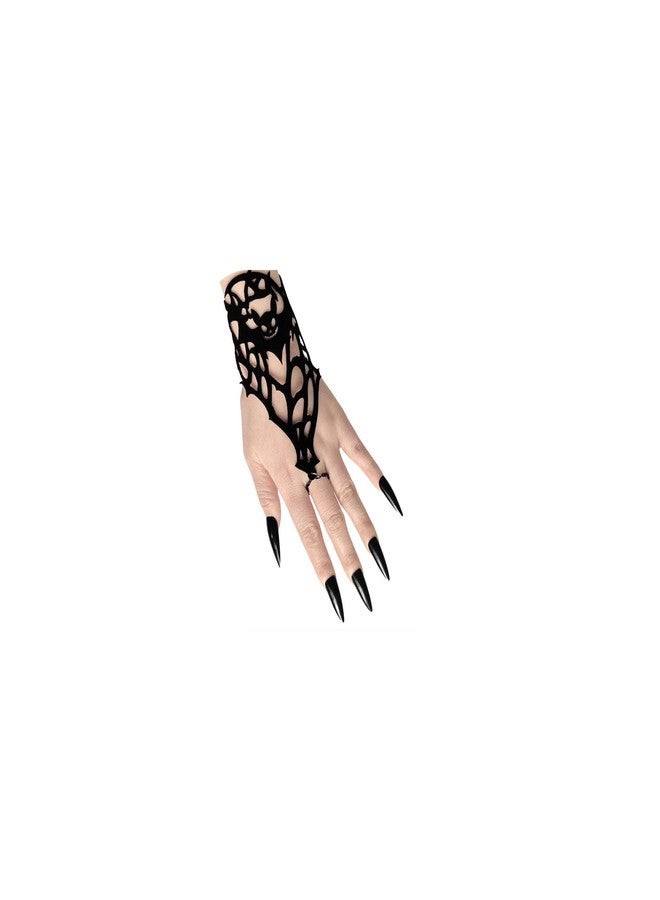 Decixde Halloween Bracelets for Women Black Velvet Bracelet with Finger Ring Gothic Spider Bat Spider Web Finger Ring Bracelet Halloween Jewelry for Women (bat) - Image 1